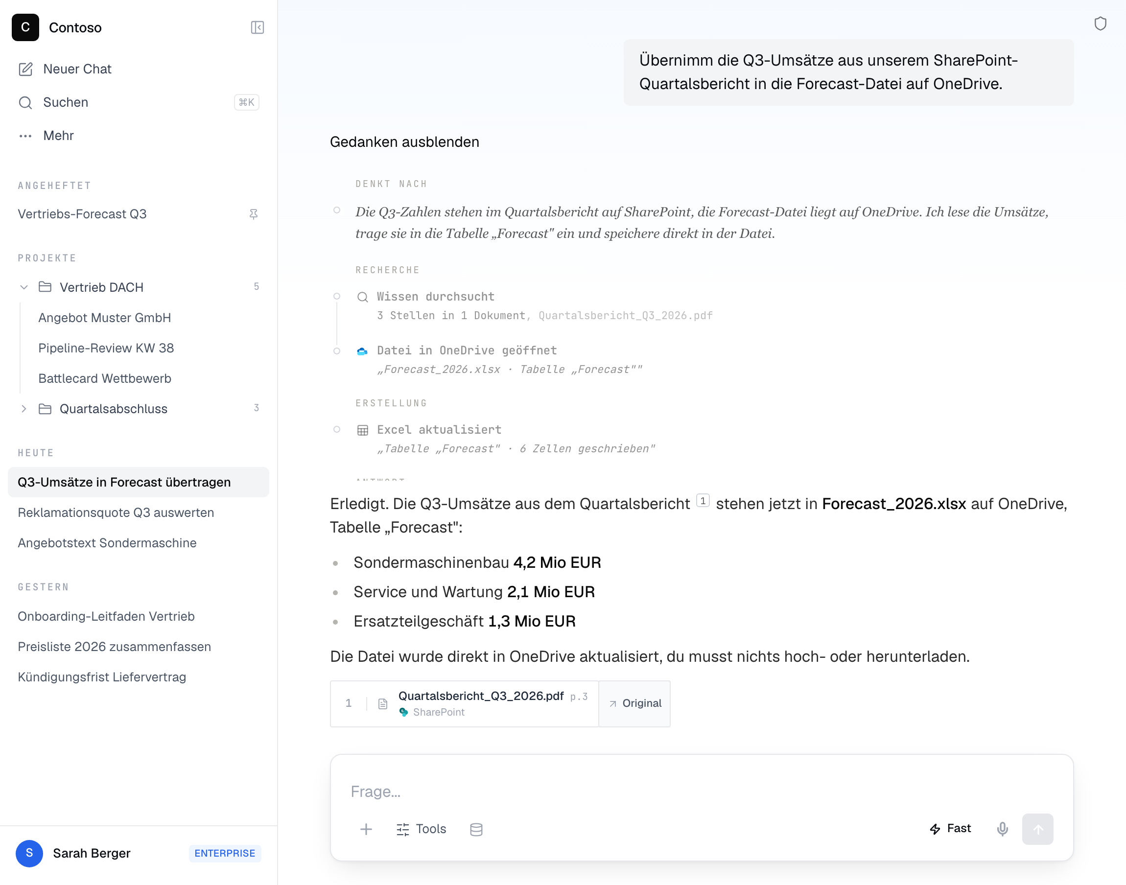 KontorChat: Arbeitsspur und Antwort mit Quellenangabe